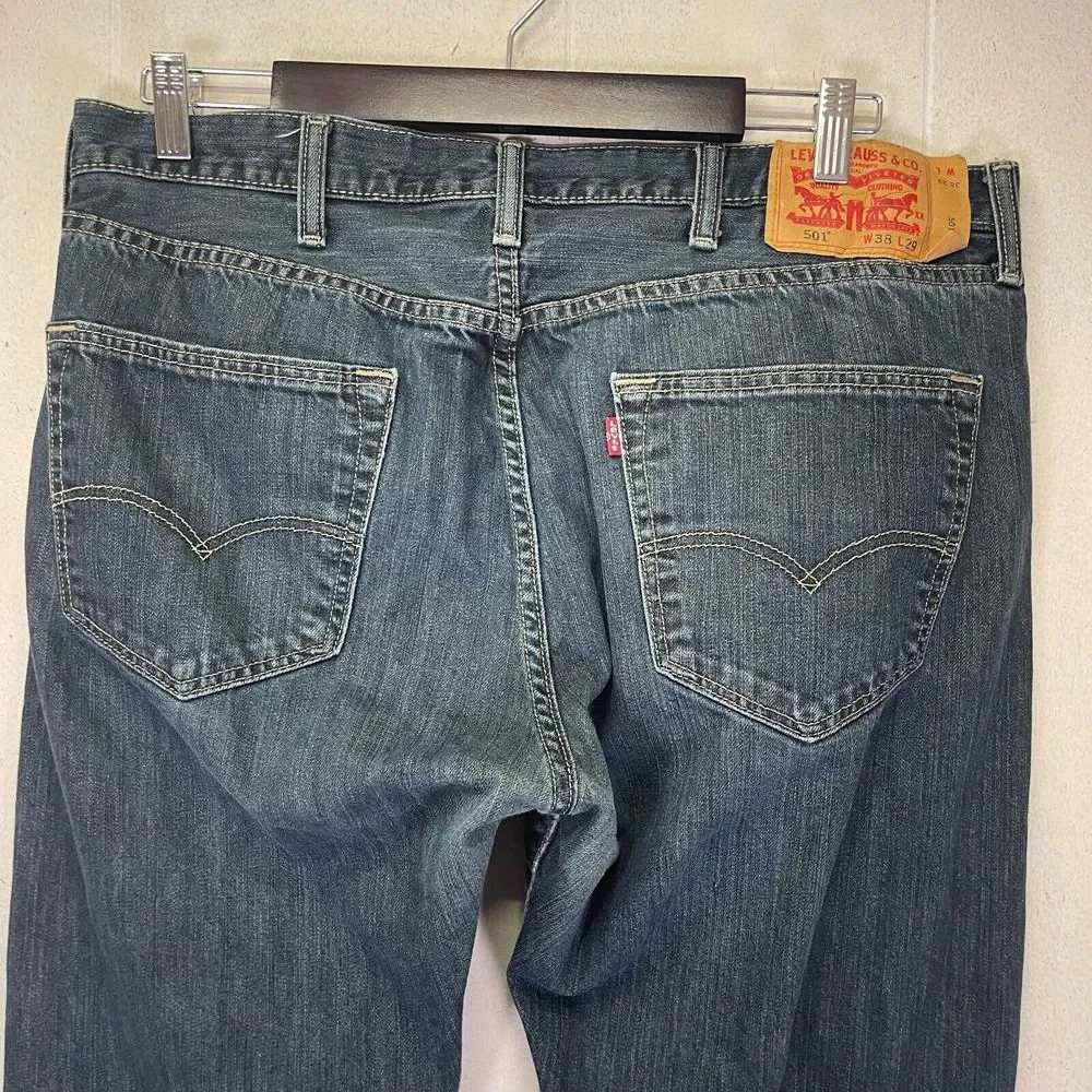 Levi's 501 Button Fly‎ Jeans Men 38x29 Blue Denim BlokeCore ClassicCore Straight